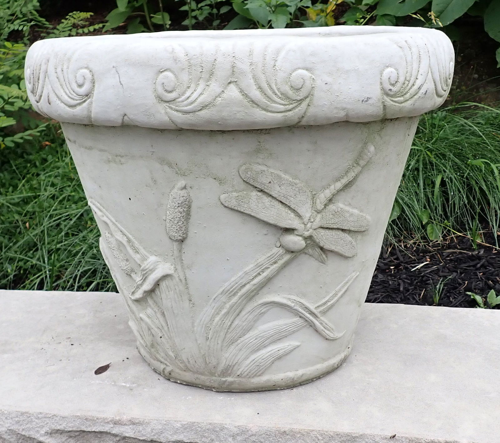 Concrete Planter: Approx 16" in diameter and 13" tall. No shipping