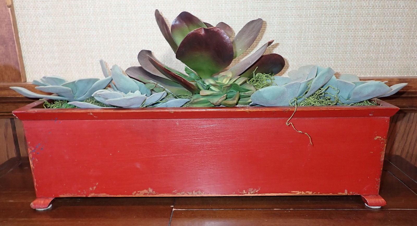 Wooden Planter w/ Artificial Plants (1 of 3)