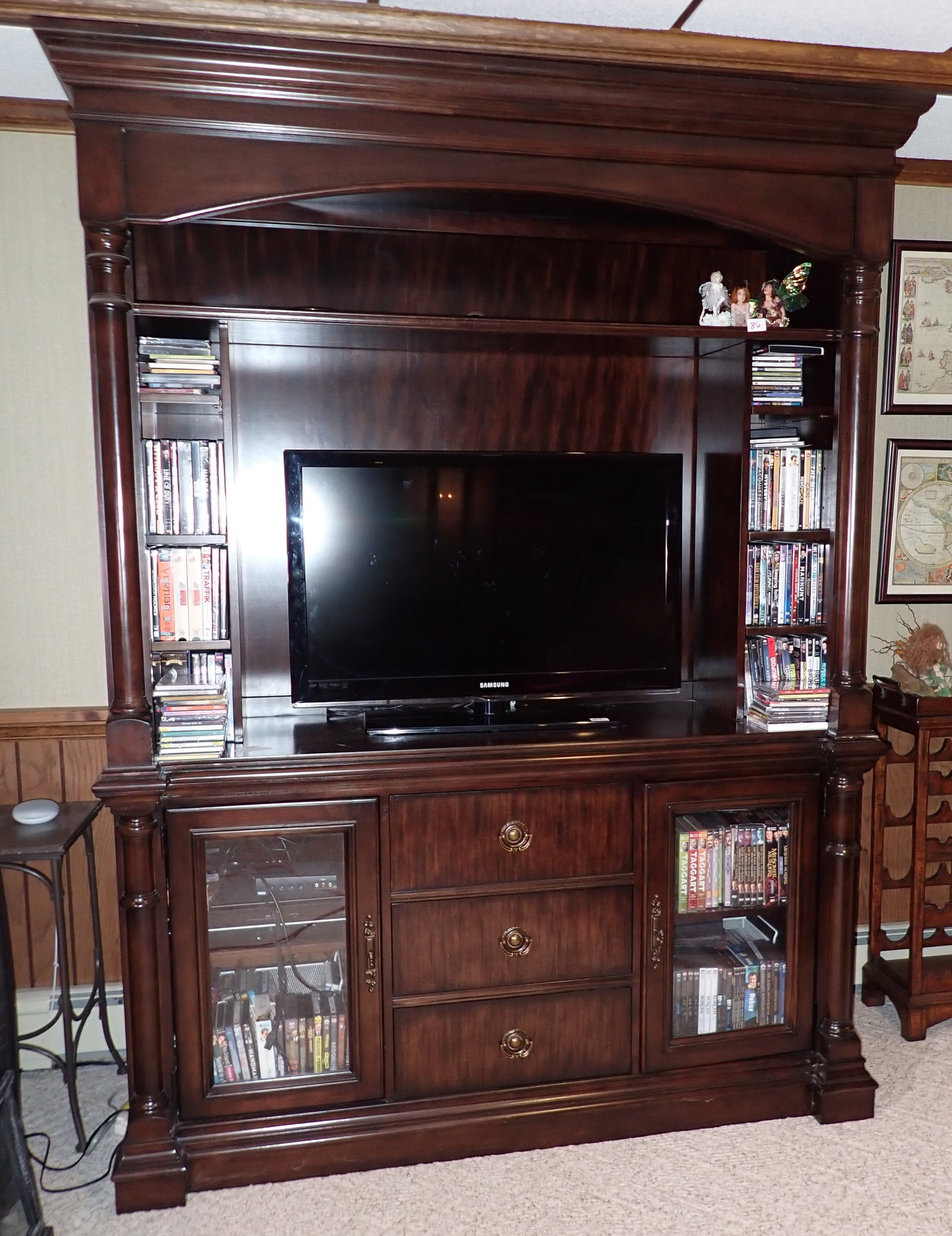 Entertainment Center: Apprx 21" x 65 3/4" x 88 1/4" tall. NO SHIPPING ! Does not include items on it. Bring proper help to carry upstairs !