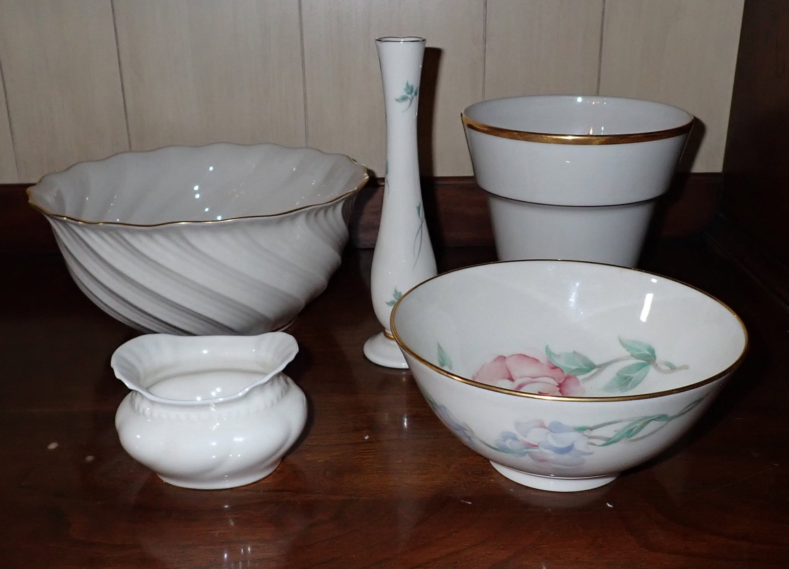 Lenox Bowls Vase Flower Pot & Dish: Vase is apprx 7 1/4" tall.