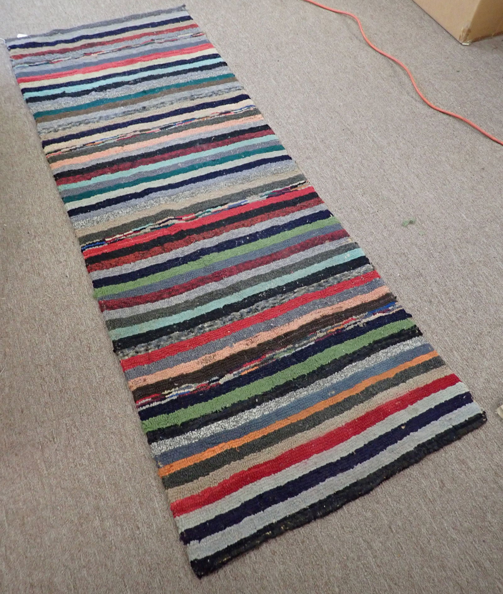 Striped Hooked Rag Rug (1 of 5)