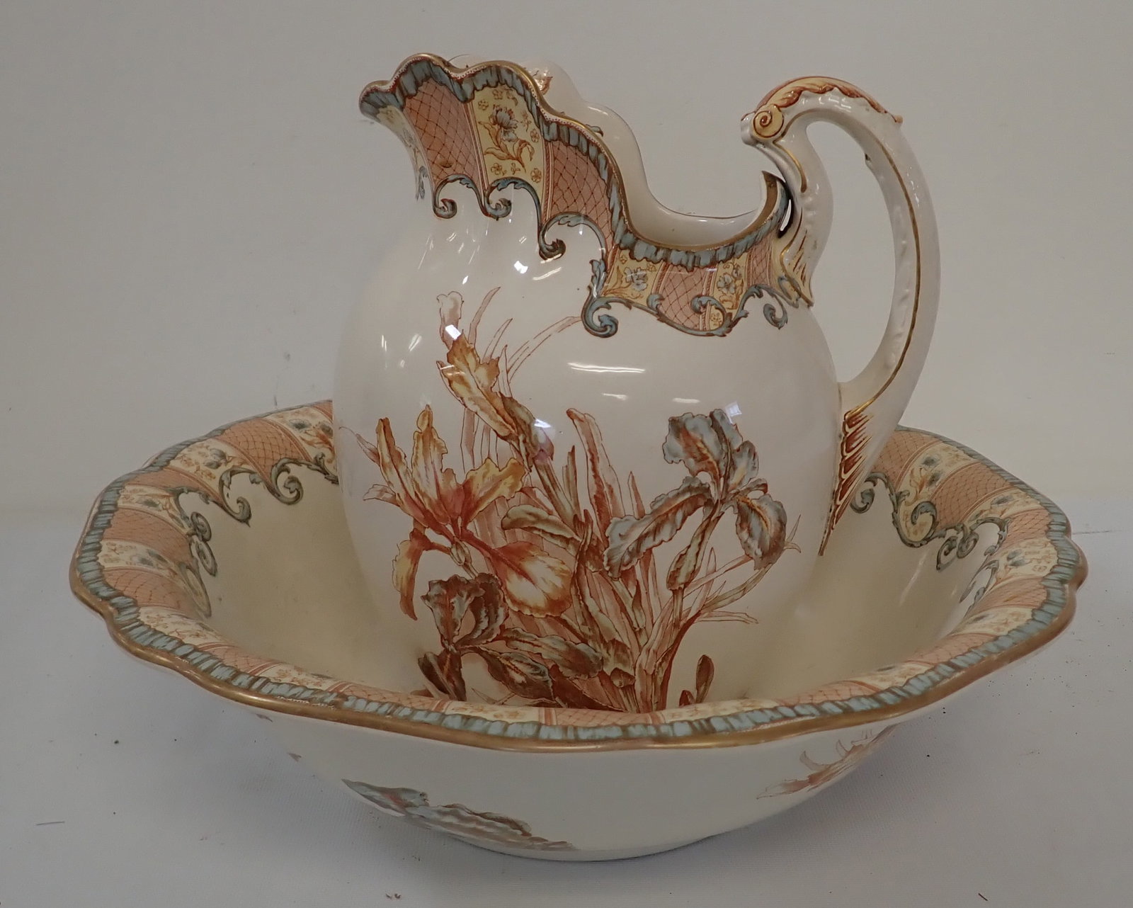 Doulton Burslem Iris Bowl & Pitcher Set (1 of 3)