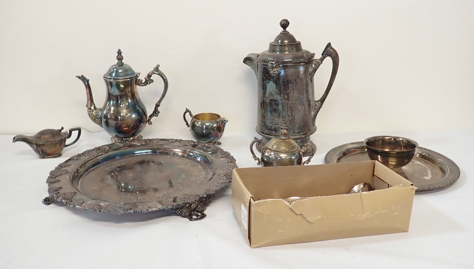 Silverplate Water Pitcher Teapot Creamer Sugars & Misc (1 of 5)