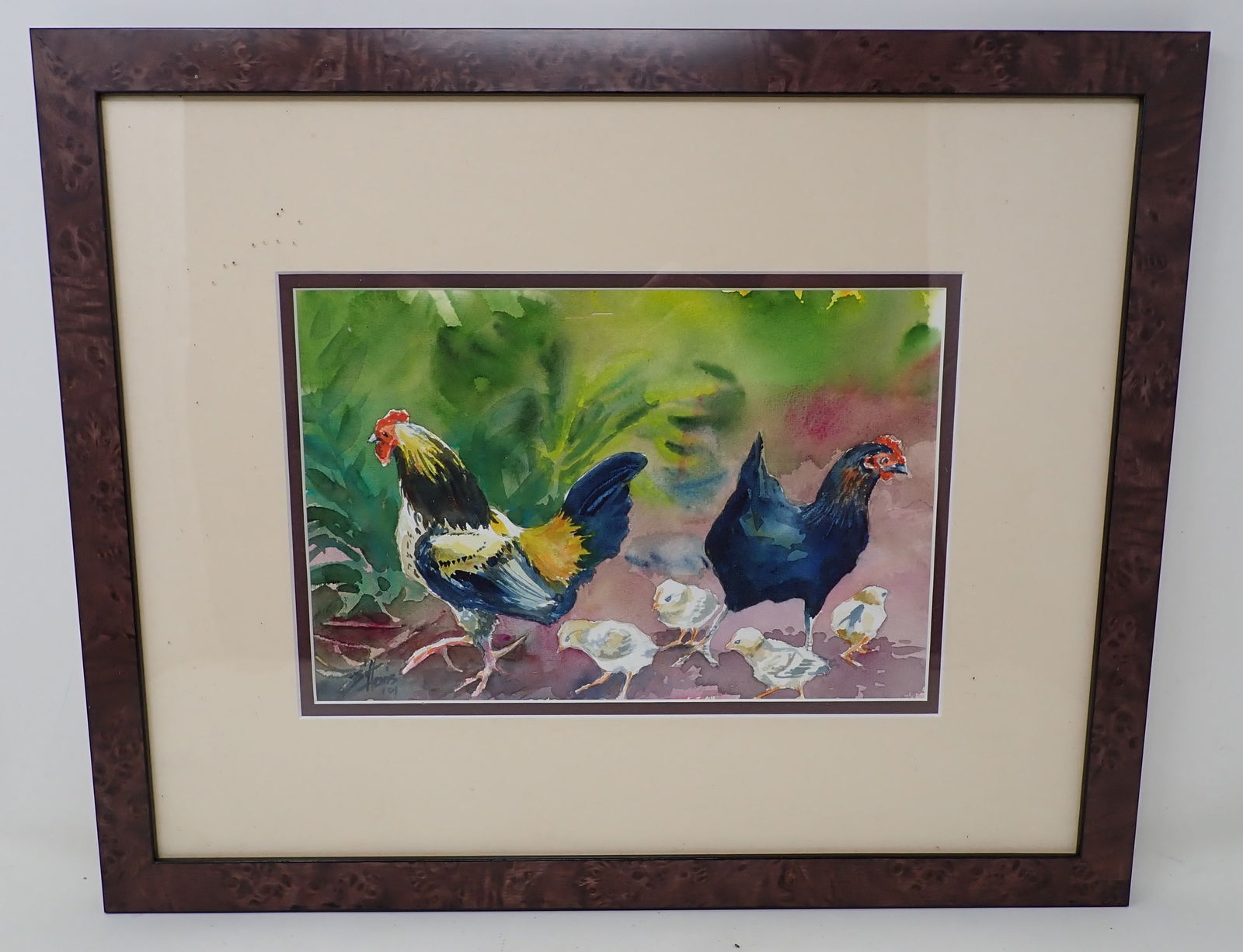 Signed Chickens Watercolor (1 of 3)