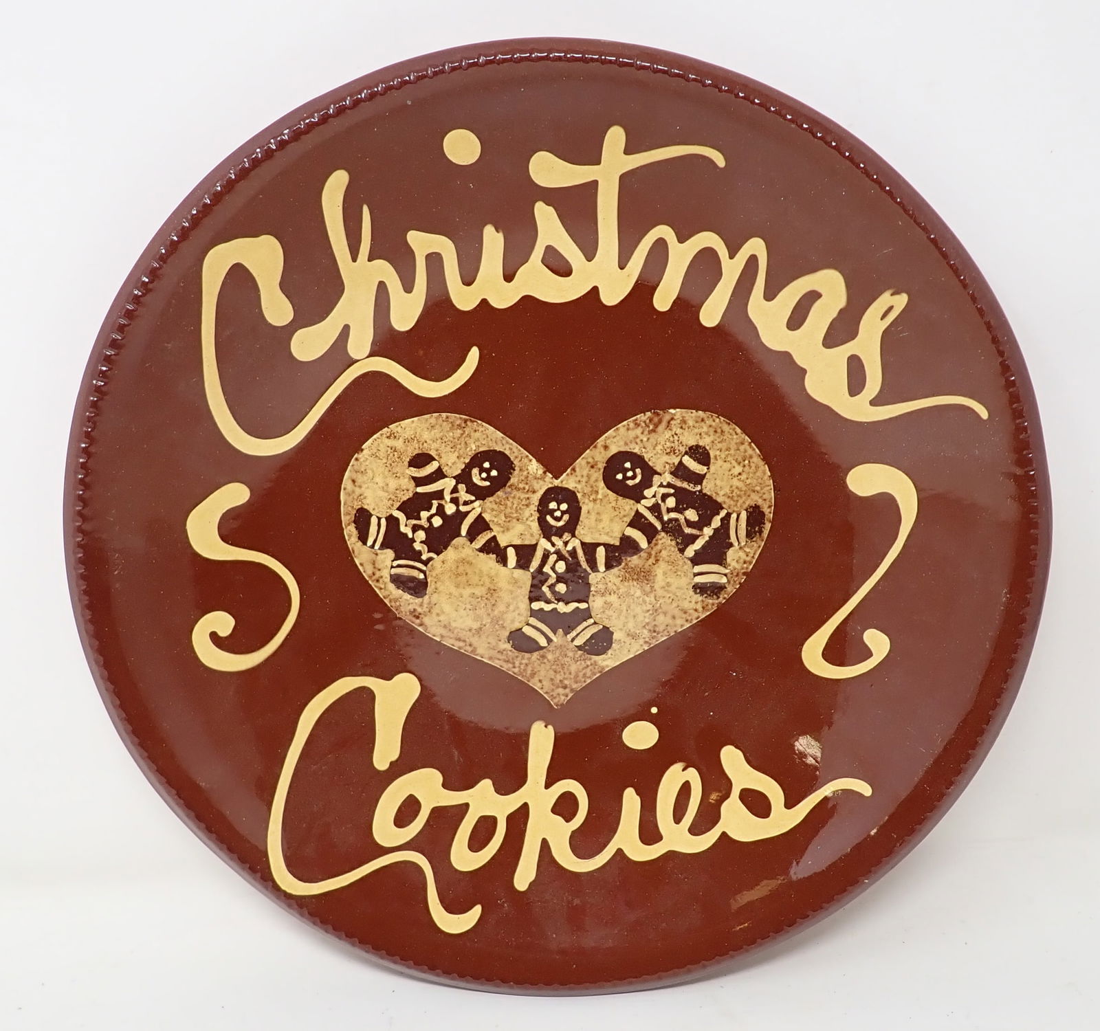 Oxford Redware Tamashausky Christmas Cookies Platter: Approx 10 3/4" in diameter