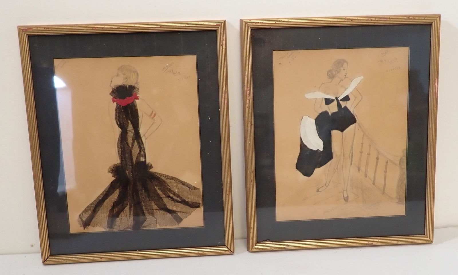 Two 1930's Fashion Girl Drawings By Sally (1 of 7)