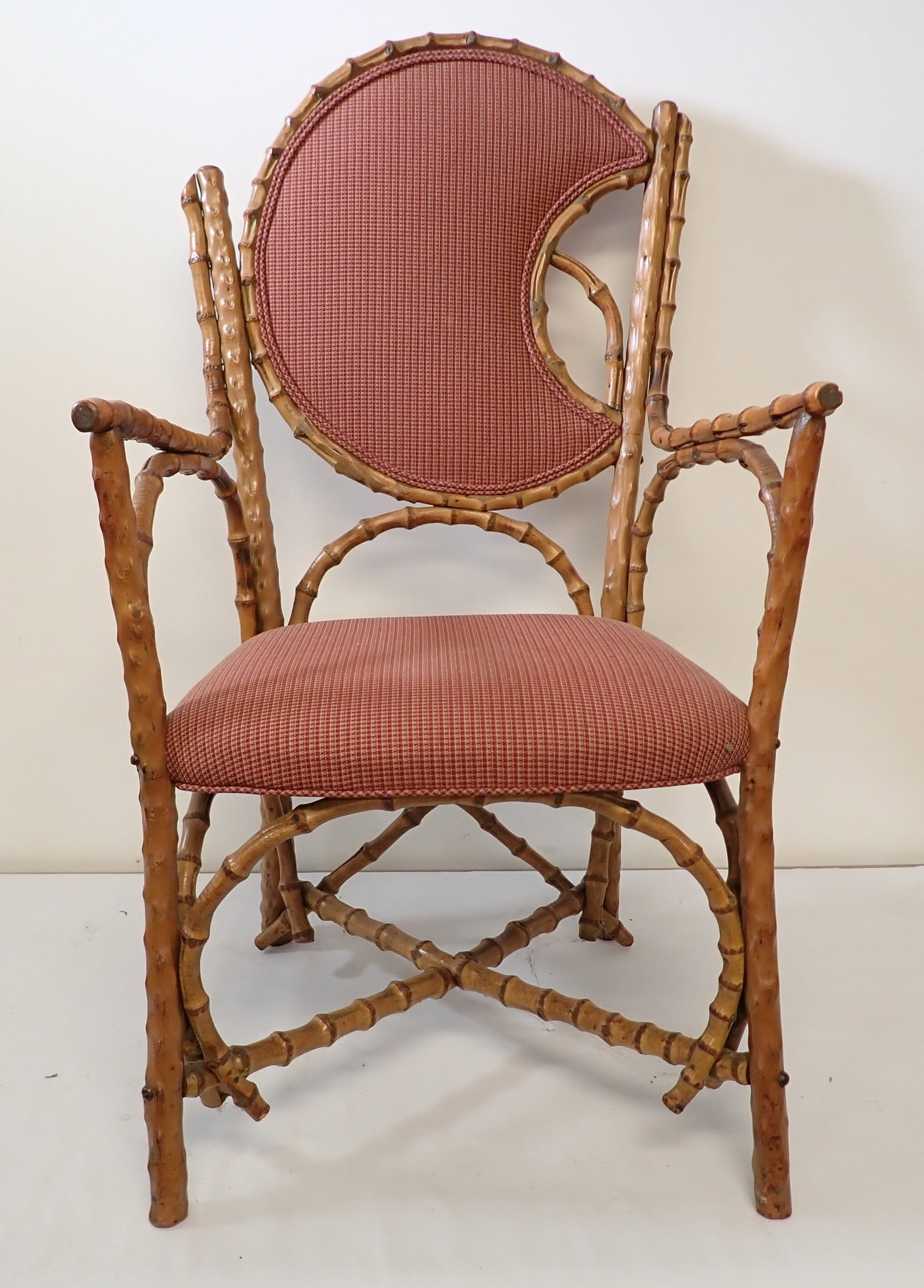 Victorian Rattan Arm Chair: Approx 21" wide 16 3/4" to seat 17" deep 38 3/4" tall .No Shipping