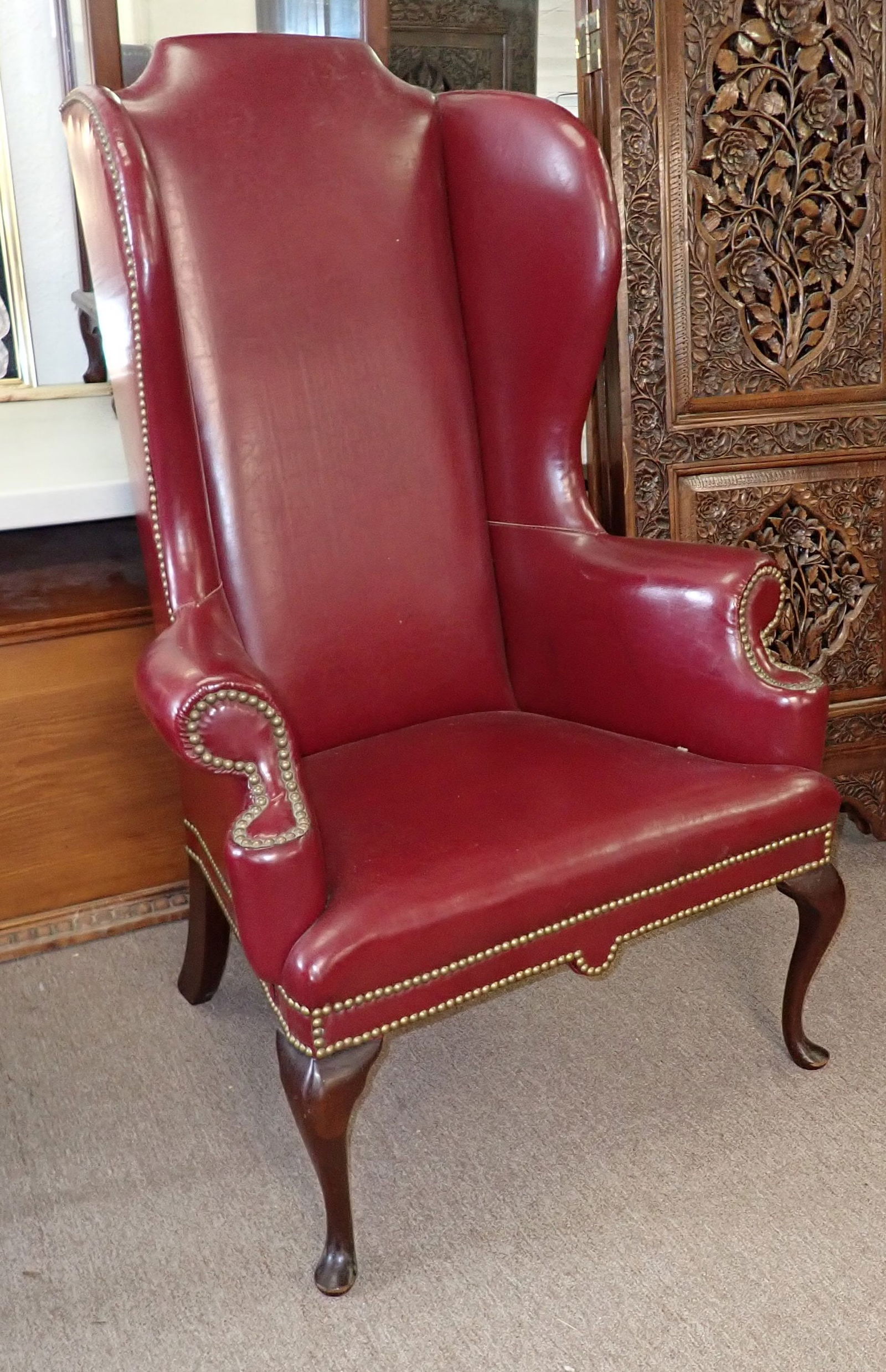 Traditional Leather Wing Chair (1 of 7)