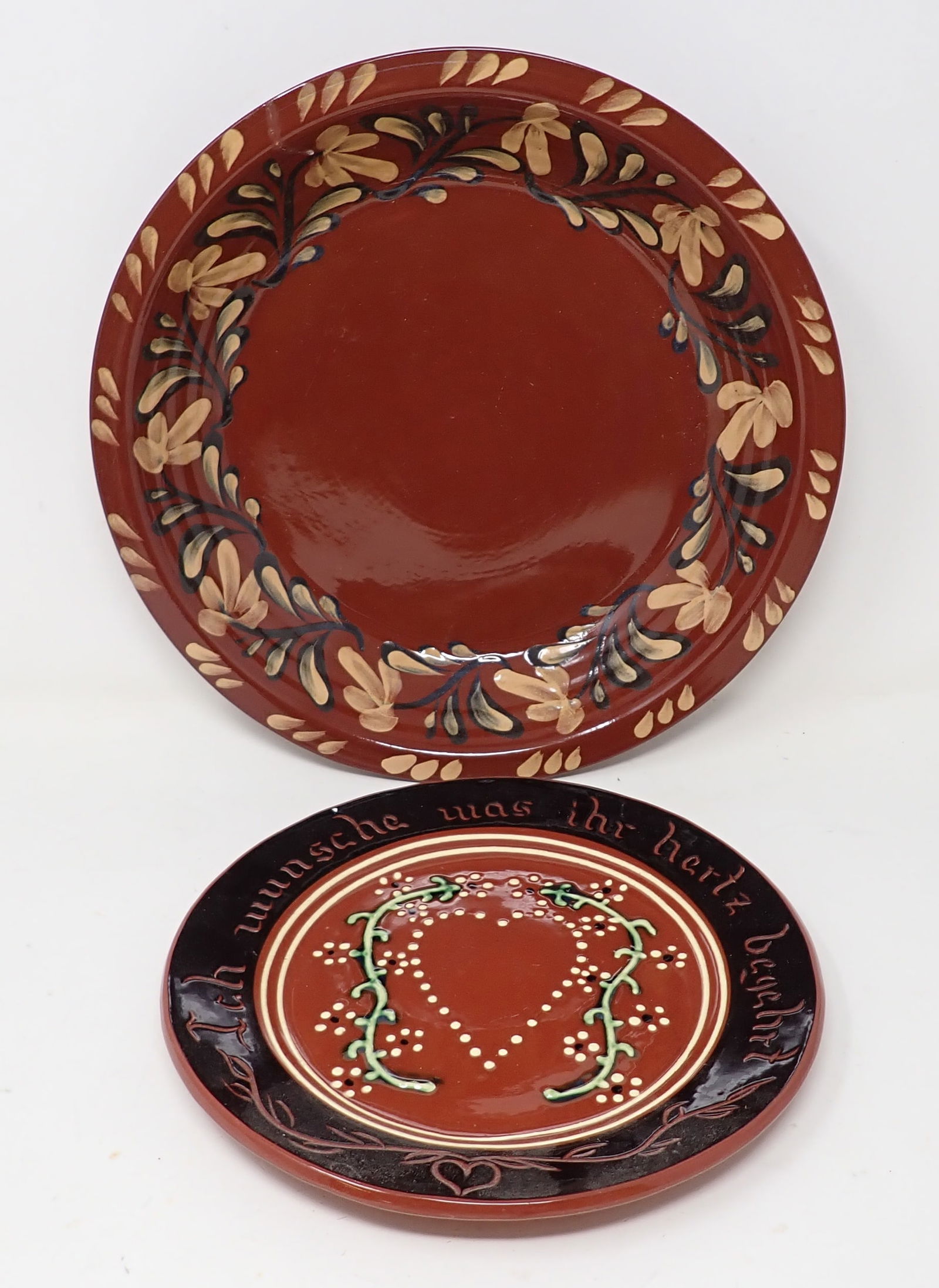 Redware Eldreth Pie Plate & Long Family Plate (1 of 4)