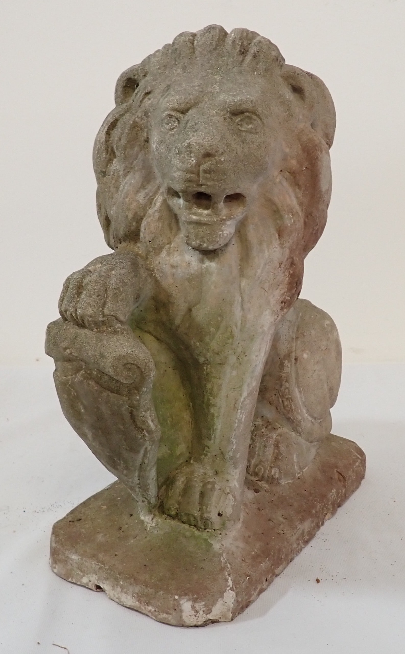 Concrete Lion: Approx 19 1/2" tall. NO SHIPPING !