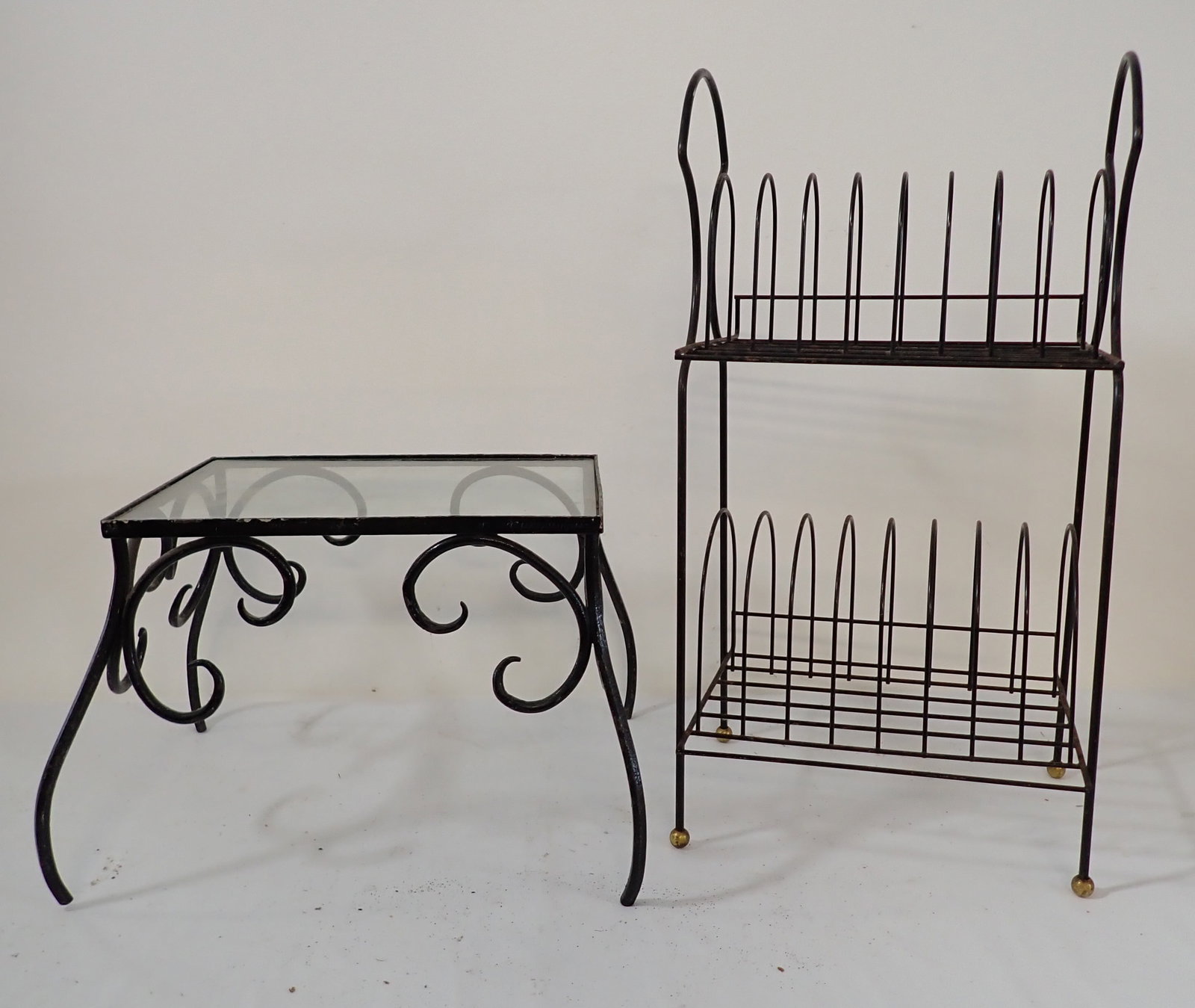 Iron Plant Stand & Wire Record Rack (1 of 3)