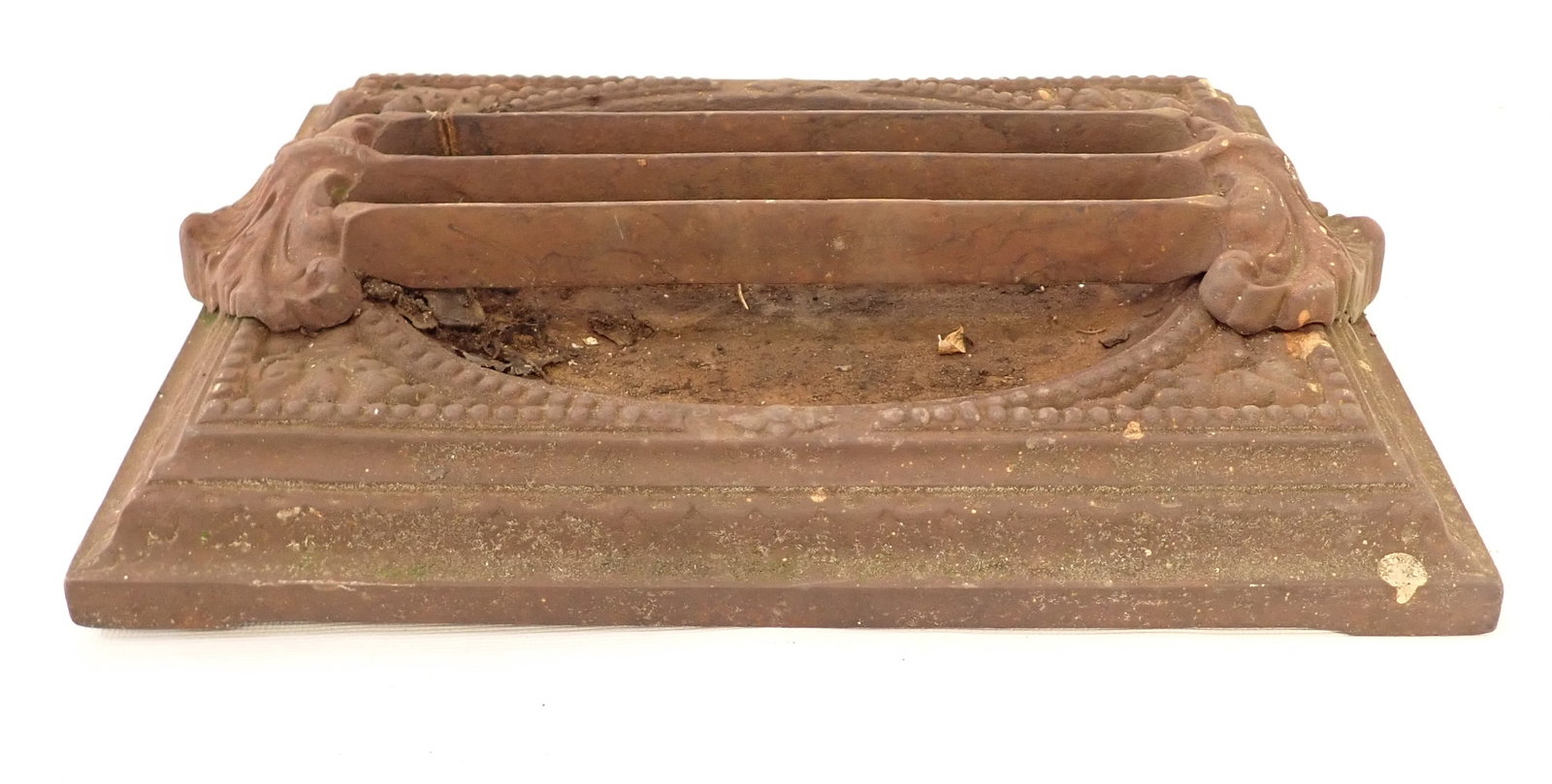 Cast Iron Boot Scraper: Approx 10 5/8" x 14 1/2" x 3" tall.