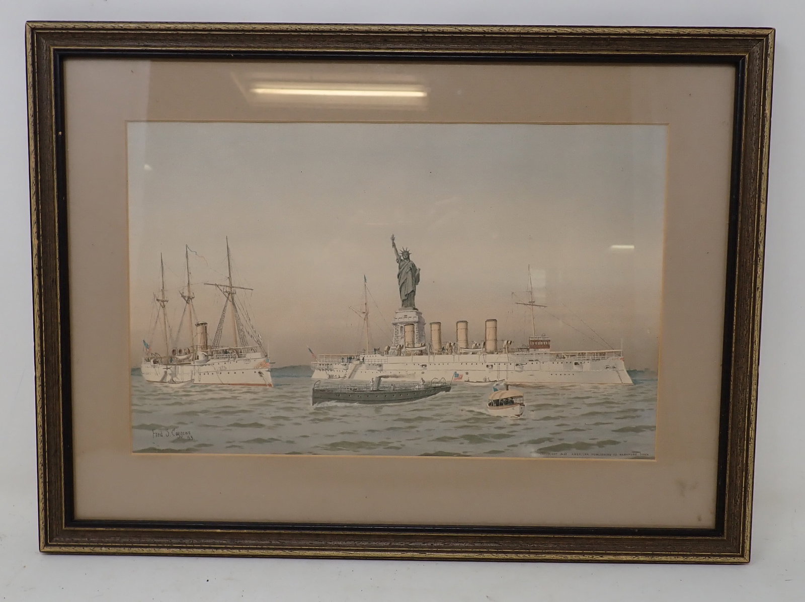 1893 Frank Cozzens Statue of Liberty & Ships Litho (1 of 6)