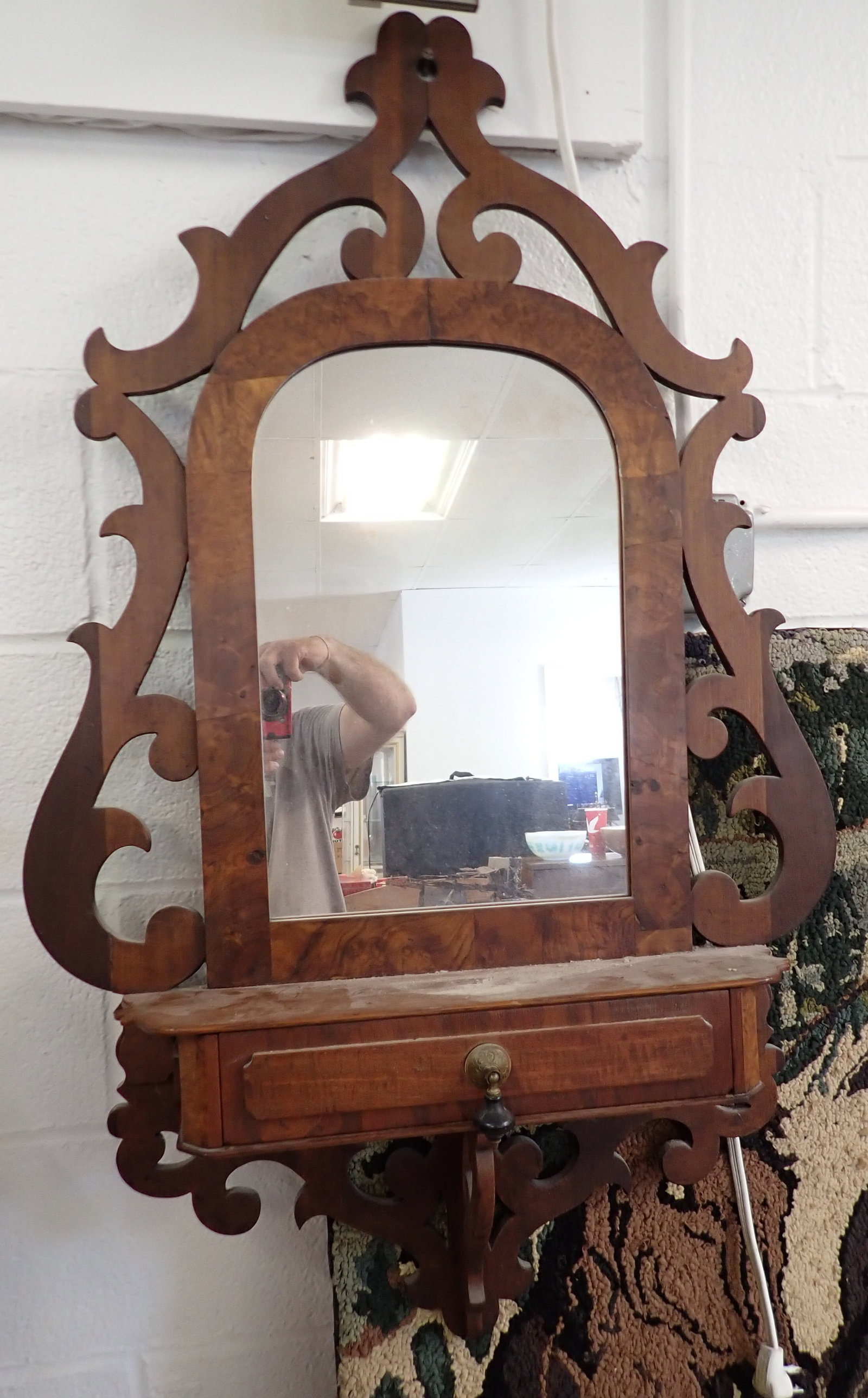 Victorian One Drawer Wall Mirror: Apprx 25 1/2" x 41" tall. No shipping !