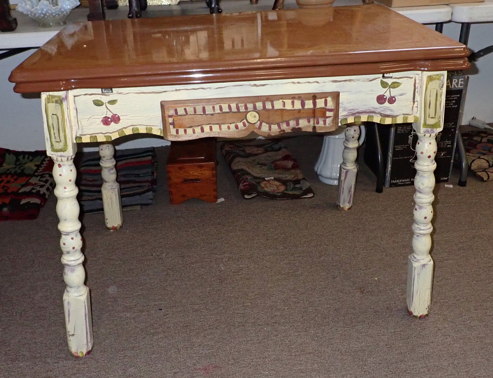 Paint Decorated Porcelain Top Extension Table (1 of 3)