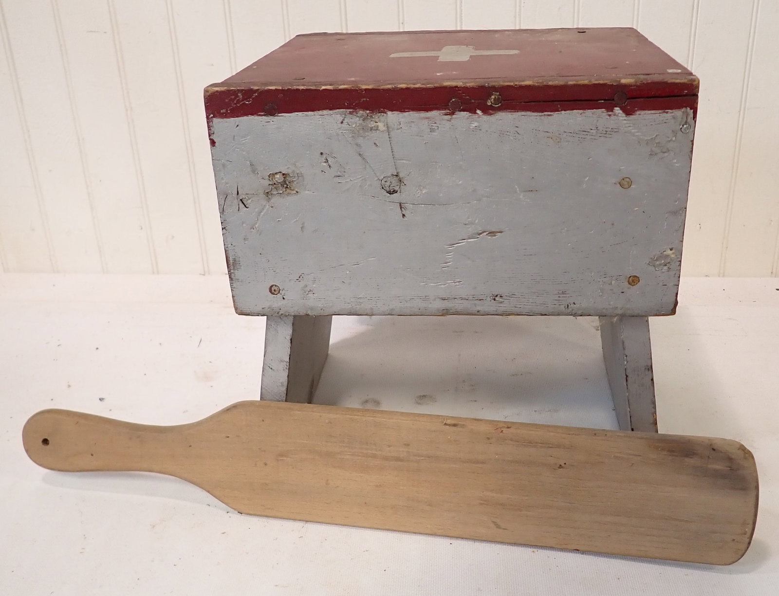 Stool & Paddle: Stool is approx 11 1/4" x 12 3/4" x 13" tall. No in house shipping