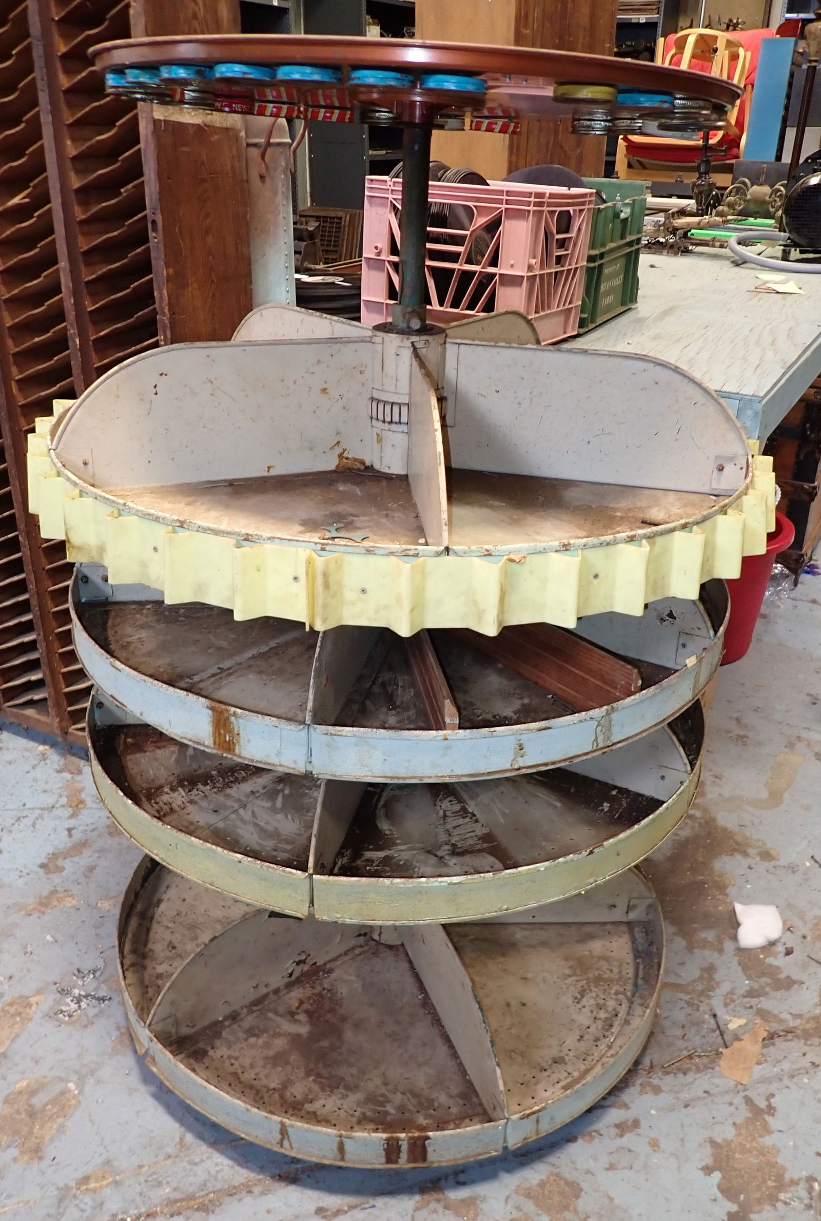 Rotating Cabinet: Approx 35" in diameter x 51" tall. No in house shipping, bring help to load.