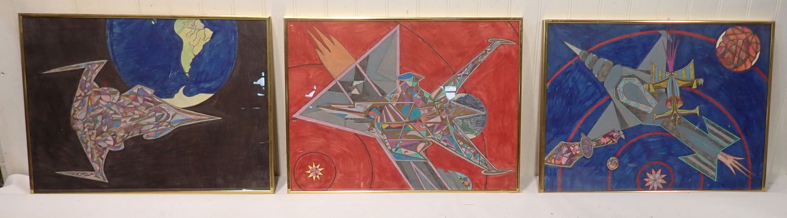 3 Abstract Space Art Pastel / Watercolors (1 of 5)