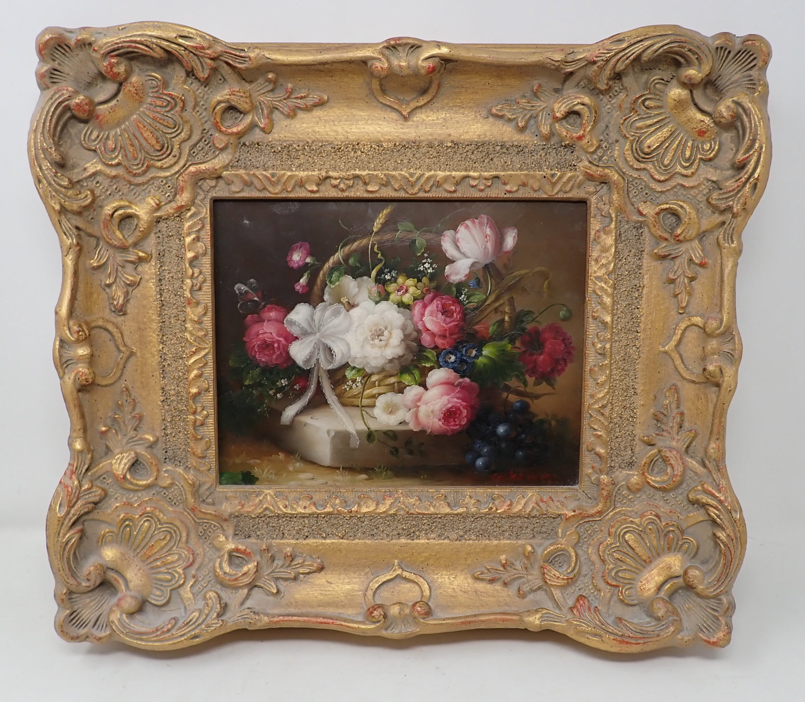 Signed Still Life Oil on Board Painting: Approx 14 7/8" x 16 7/8". If shipping is needed, contact UPS Store 5528 to get a quote BEFORE bidding. Call (908)213-6838 and select option 5