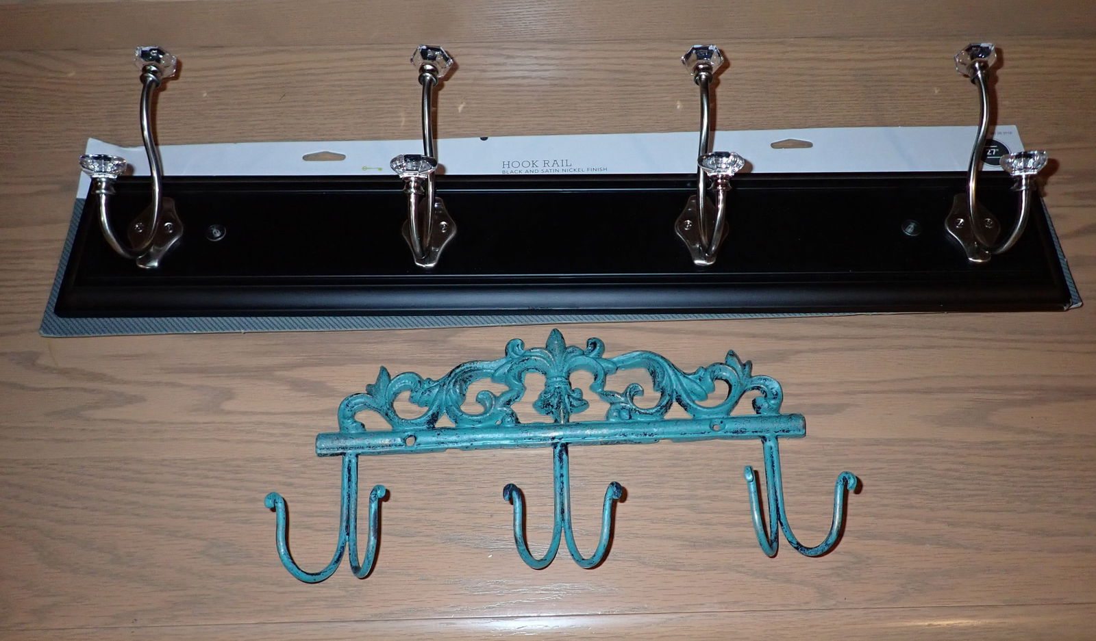 Clothing / Hat Hooks: Longest is approx 27". Short one is cast iron