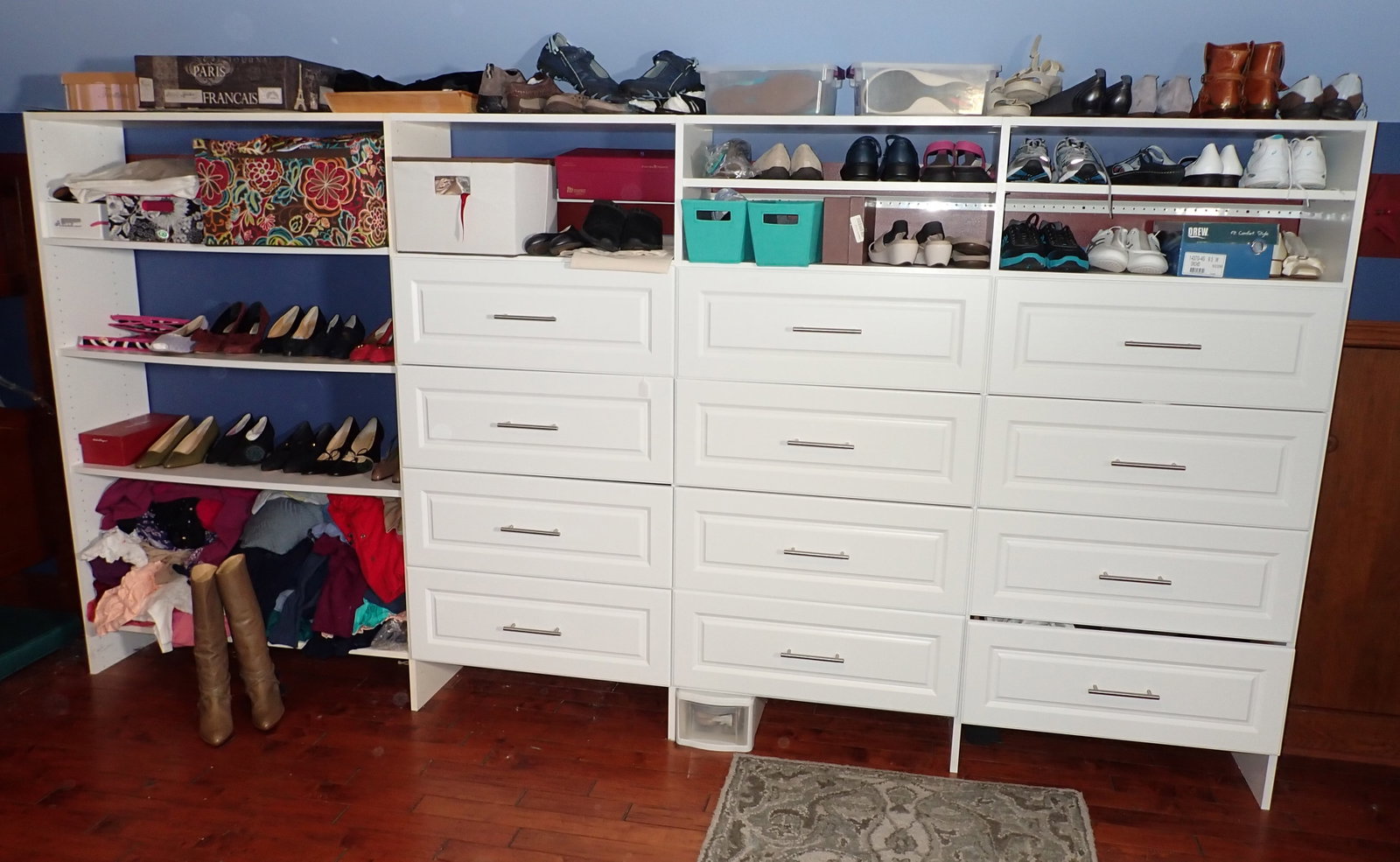 Shoes & Clothing: Lot includes all on wall unit. Does not include wall unit. Take what you want and leave the rest. Buyer to remove from second floor. No shipping !