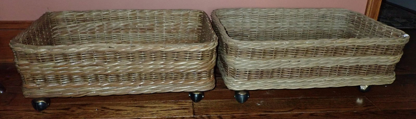 2 Wicker Baskets on Casters (1 of 3)