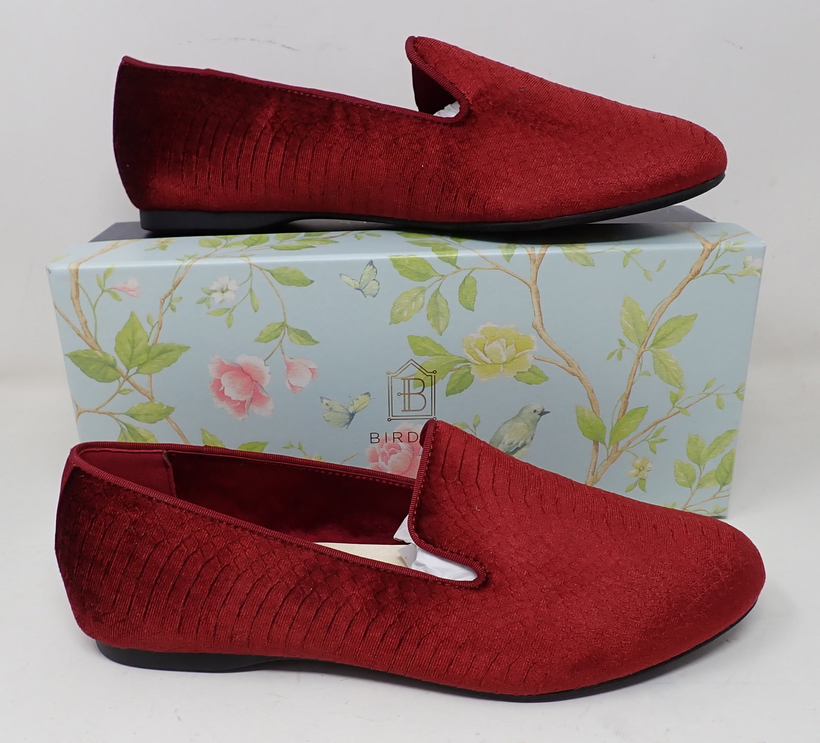 Birdies Burgandy Python Starling Shoes: Size 10