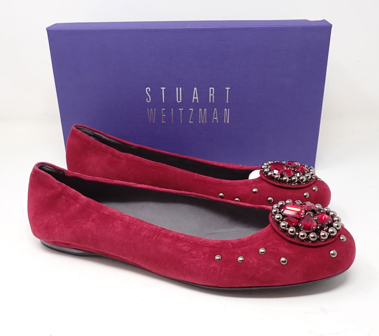 Stuart Weitzman Scarlet Suede Bedeck Shoes (1 of 2)