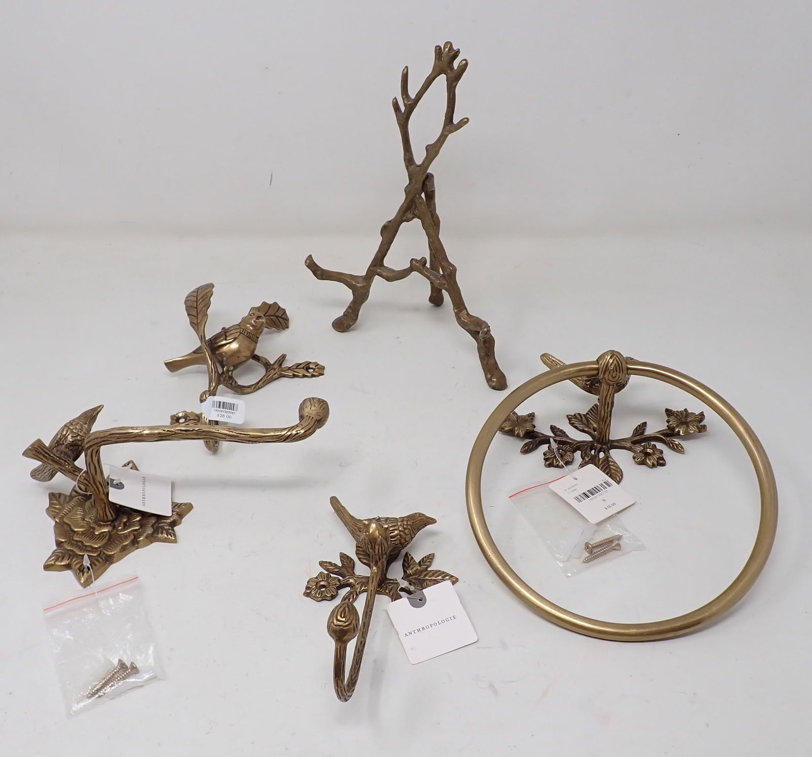 Brass Bird Hooks Towel Holder & Picture Easel (1 of 4)