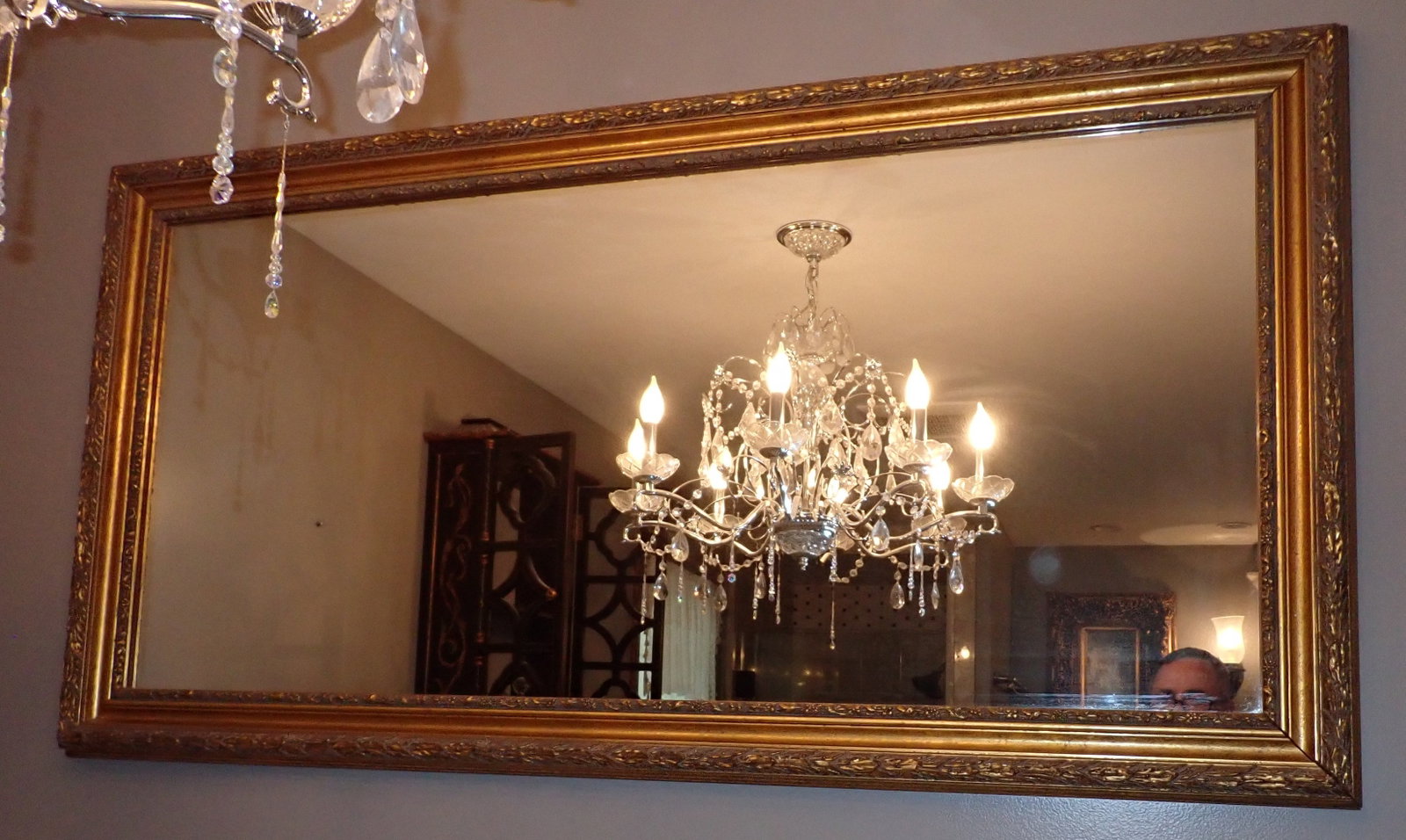 Decorator Mirror: Frame is approx 28 1/2" x 54 1/2"and is made of plastic / resin . No shipping !