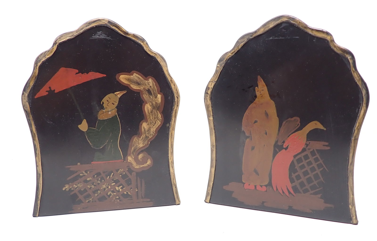 1990 Paint Decorated Chinese Bookends (1 of 2)