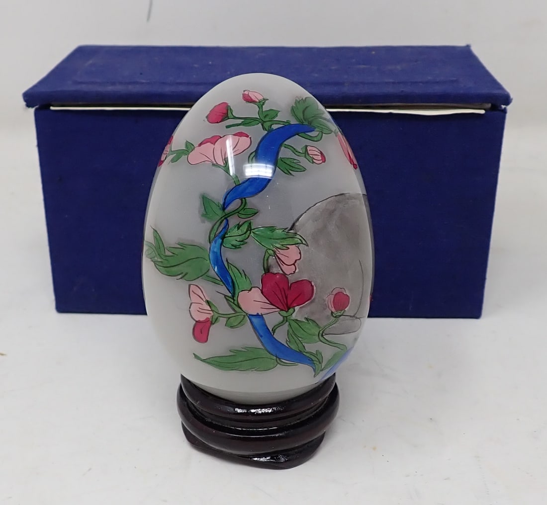 Reverse Painted Glass Egg (1 of 2)