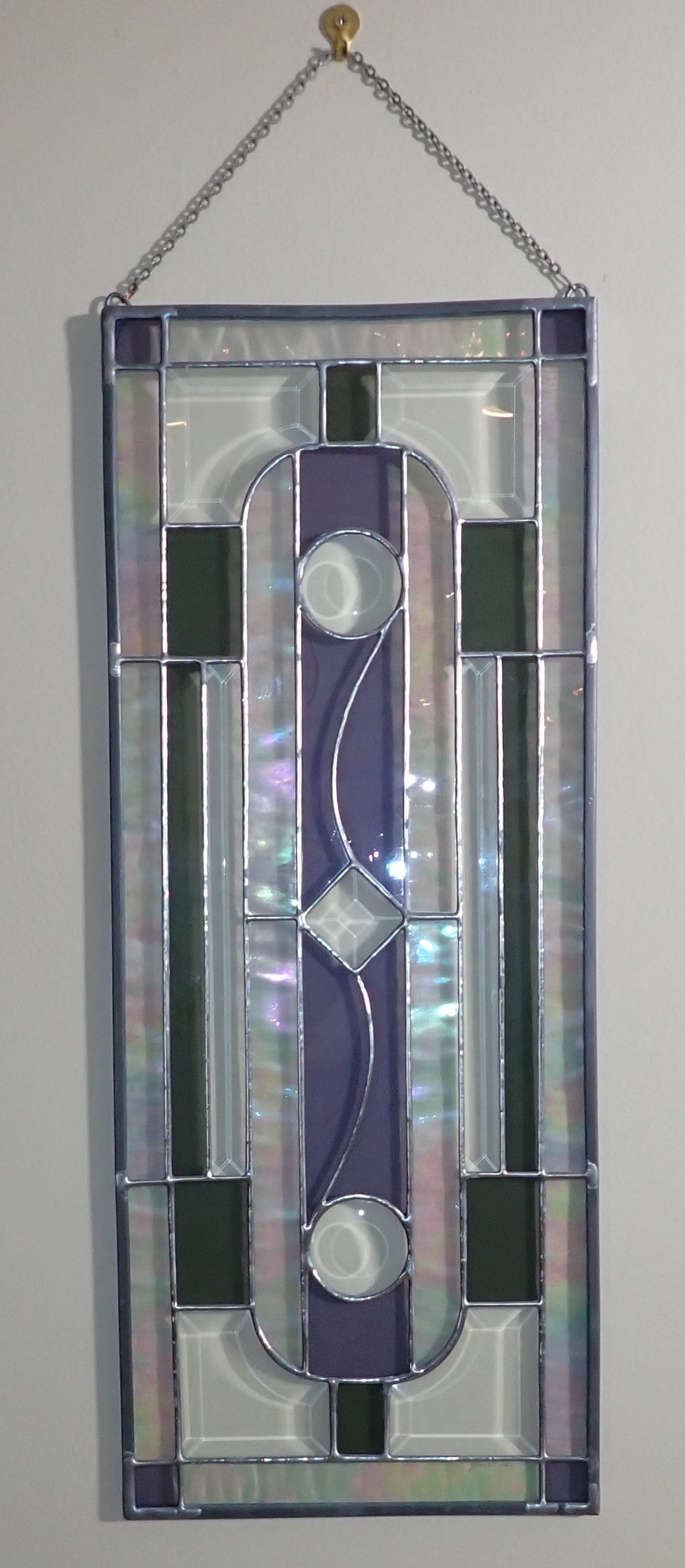 Stained Glass Panel: Approx 9 3/8" x 23 1/4"