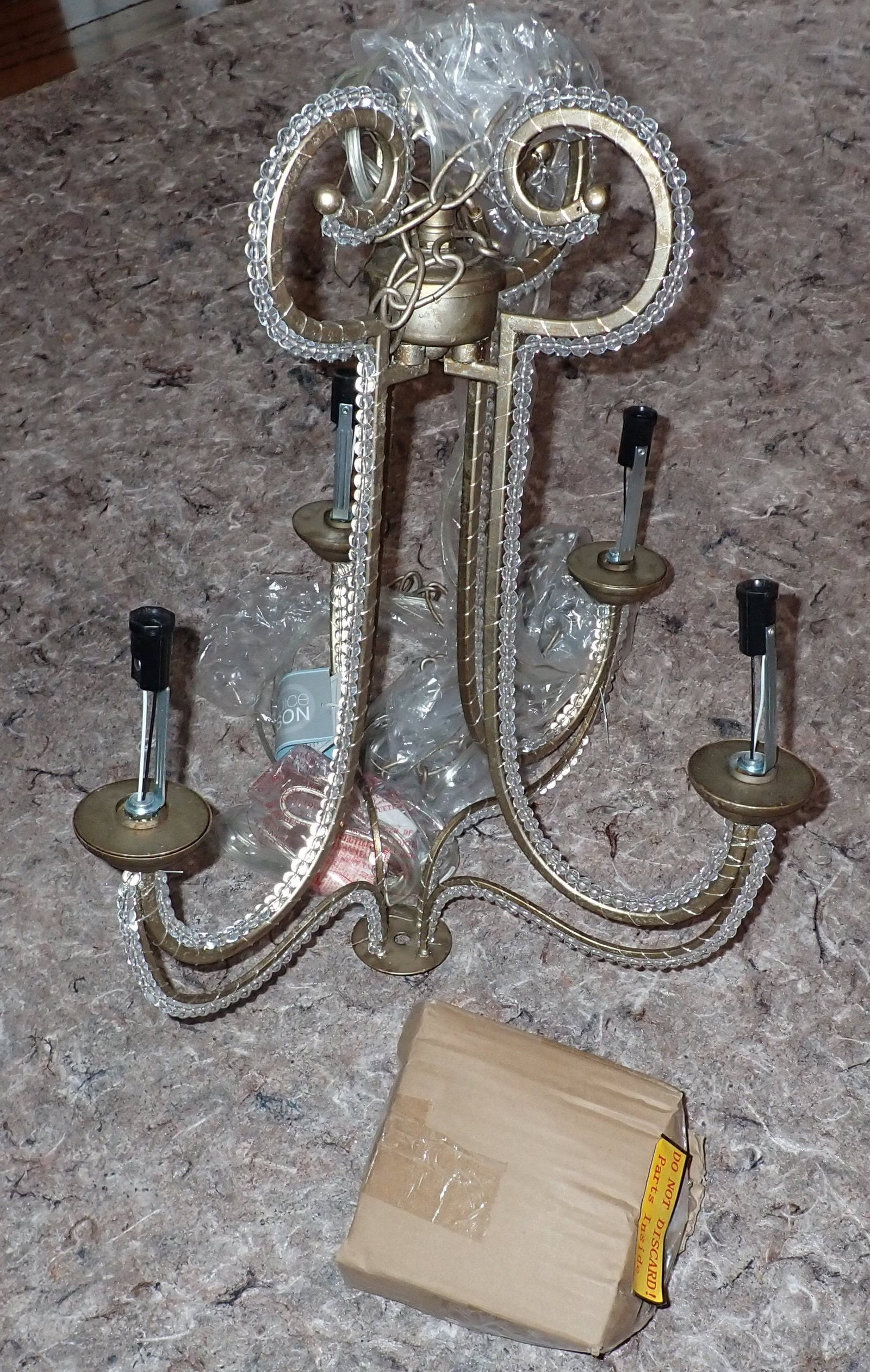 4 Arm Decorator Chandelier: Approx 19 1/2" tall . No shipping