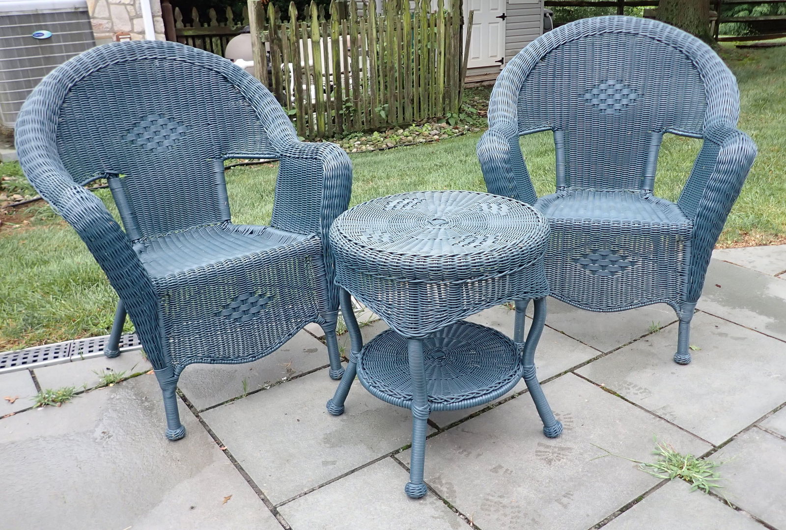 Faux Wicker Chairs & Table Patio Set (1 of 3)