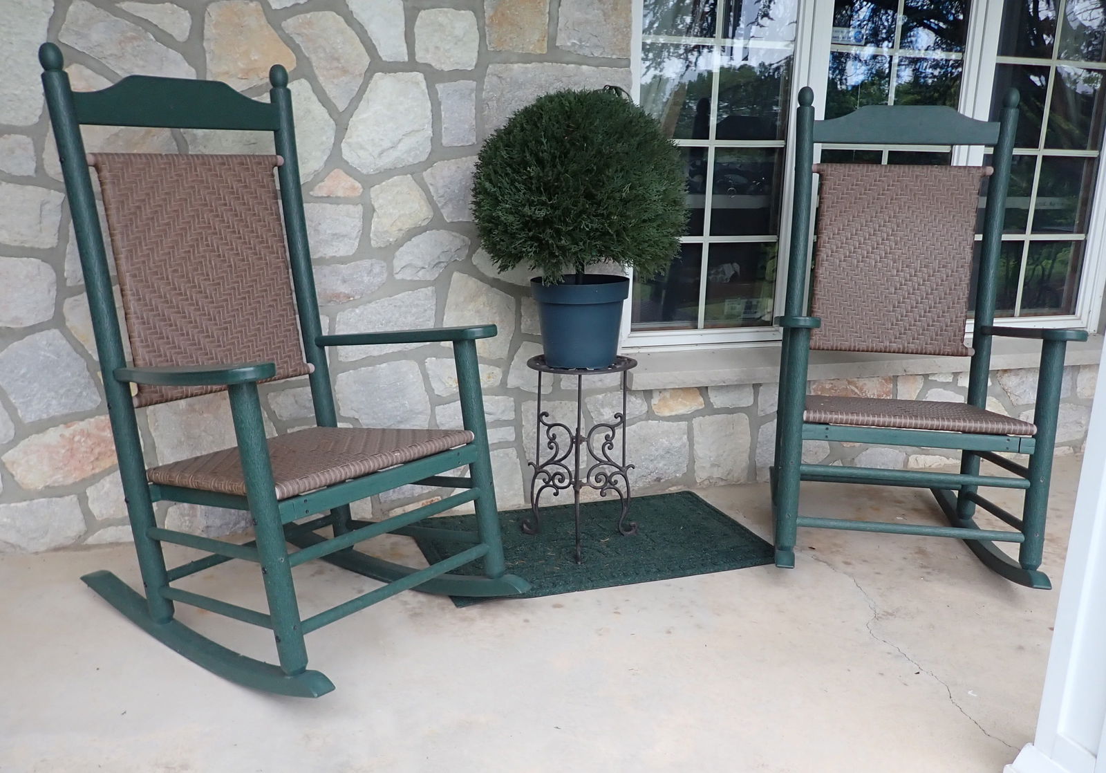 LL Bean Composite Porch Rockers Iron Stand & Artificial Plant (1 of 5)