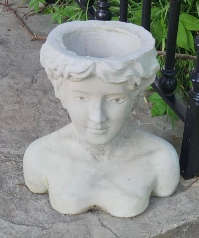 Concrete Bust Planter: Approx 13 1/4" tall . No shipping !