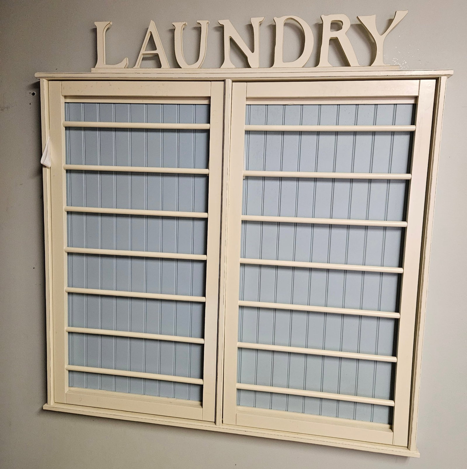 Laundry Room Shelf: Approx 45" wide, 42" tall, 2 1/4" deep. No shipping