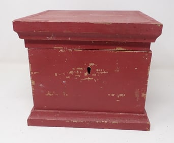 Decorator Wood Box w/ Distressed Red Paint