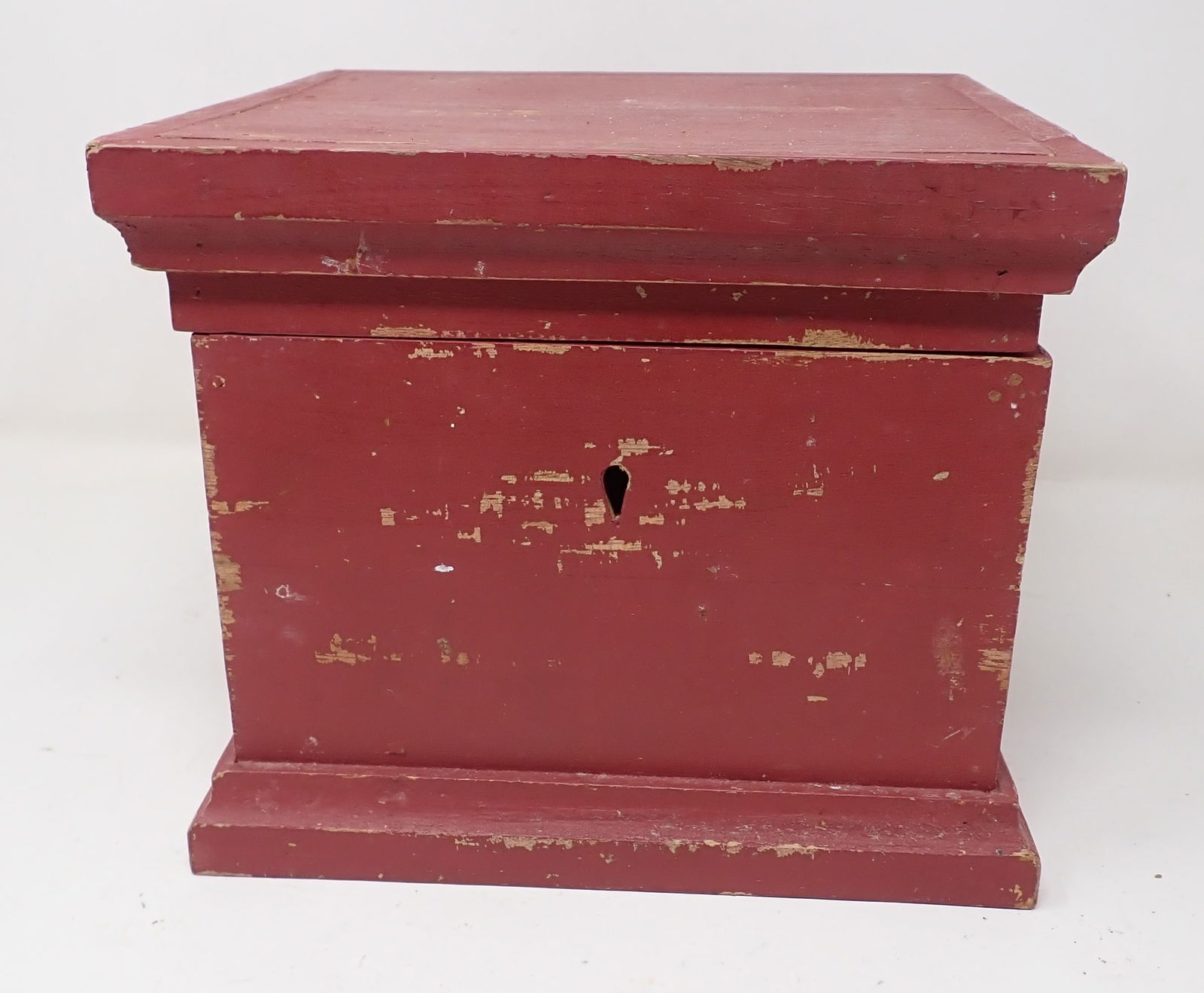 Decorator Wood Box w/ Distressed Red Paint (1 of 3)