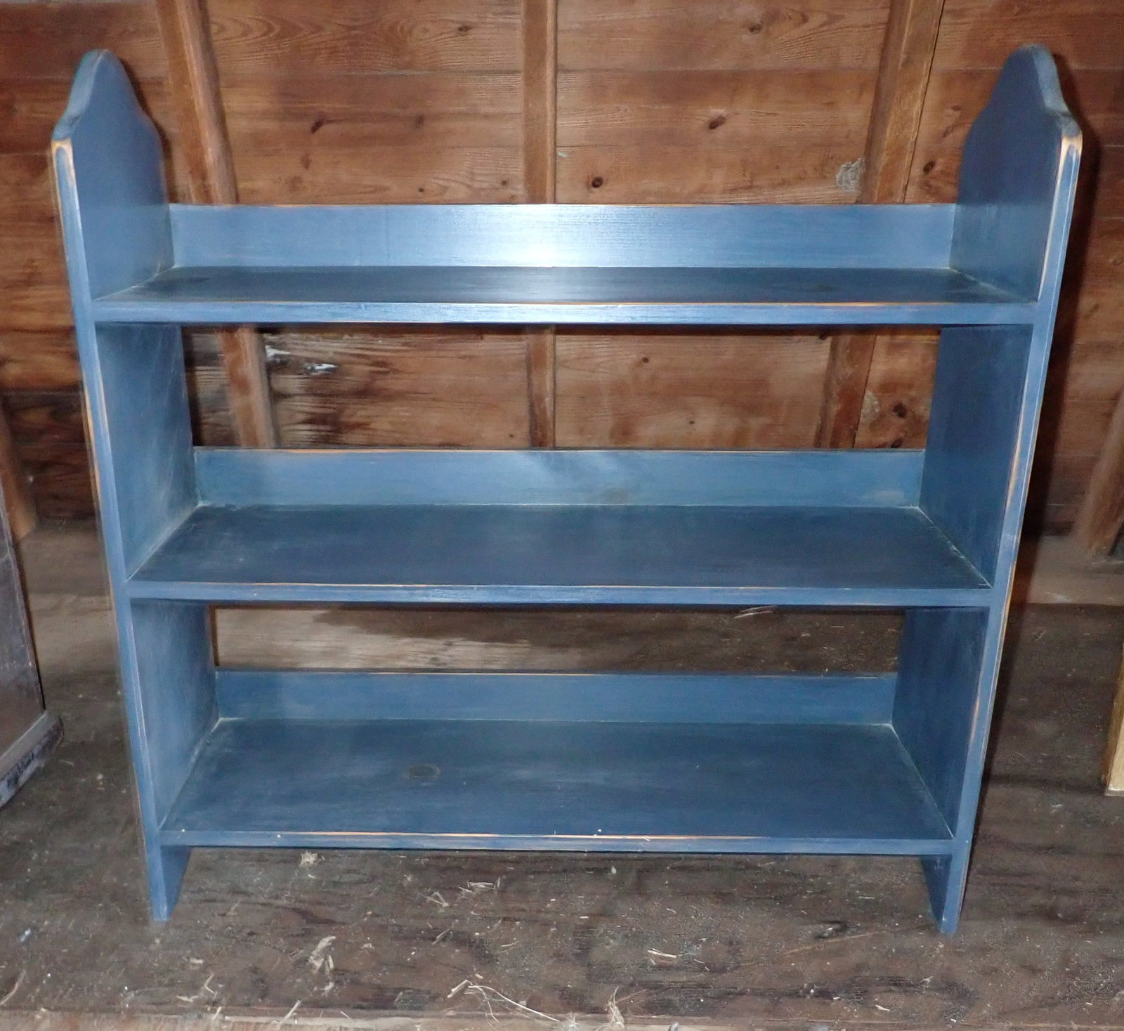 Country Style Shelf in Blue Paint: Approx 12" x 36" x 36" tall. No shipping !