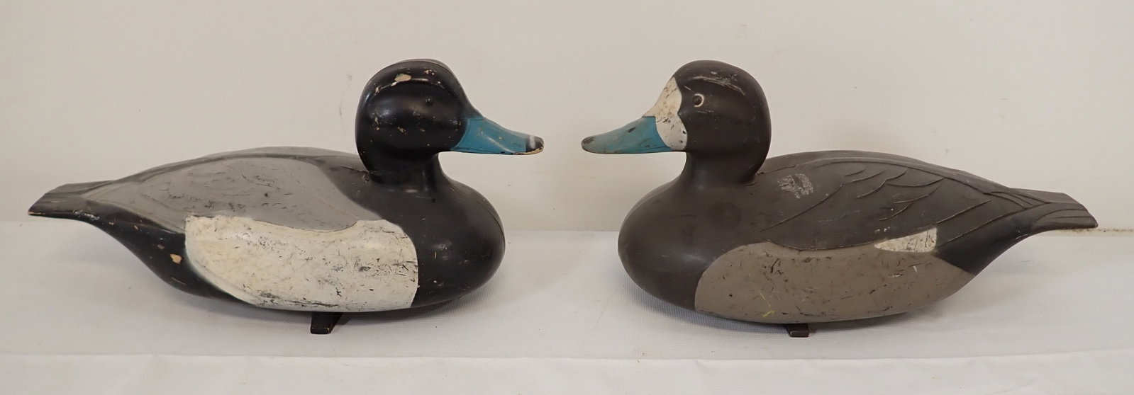 2 Plastic Victor Duck Decoys: Approx 5 1/2" x 14" x 7" tall