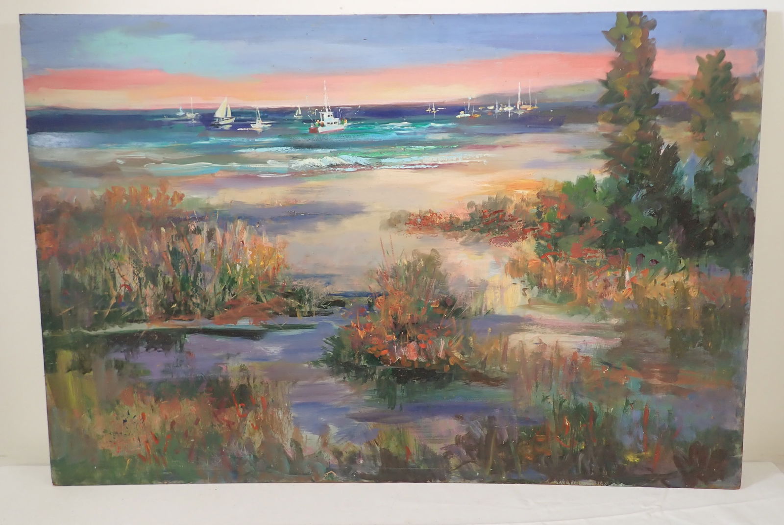 John Reilly Bay Fishing Oil on Board Painting (1 of 3)