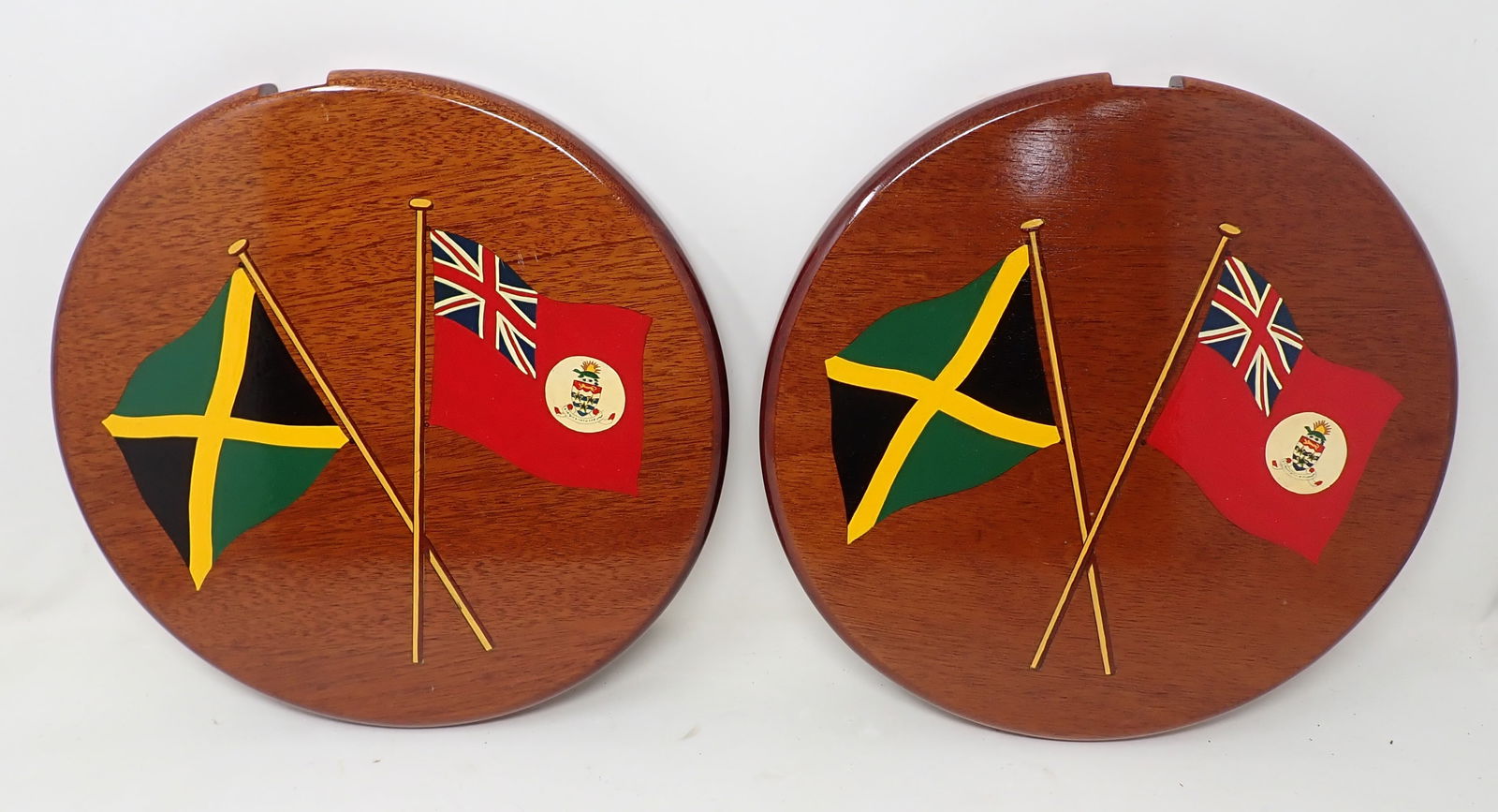 Wooden Flag Plaques: Approx 11" in diameter