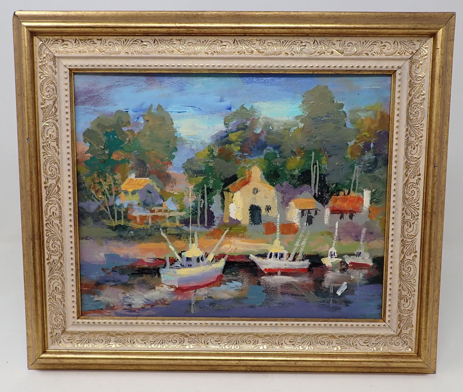 John Reilly Fishing Boats Oil on Board Painting (1 of 2)