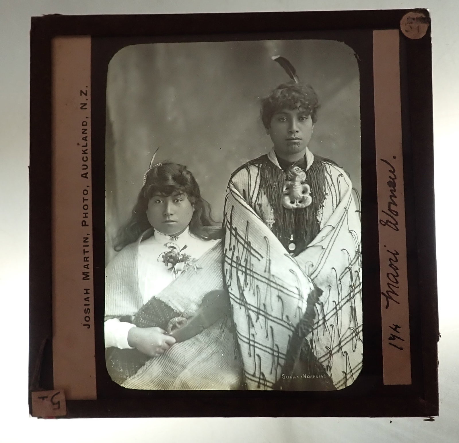 Josiah Martin Maori People New Zealand Glass Slides: 6 slides , approx 3 /14" x 3 1/4"