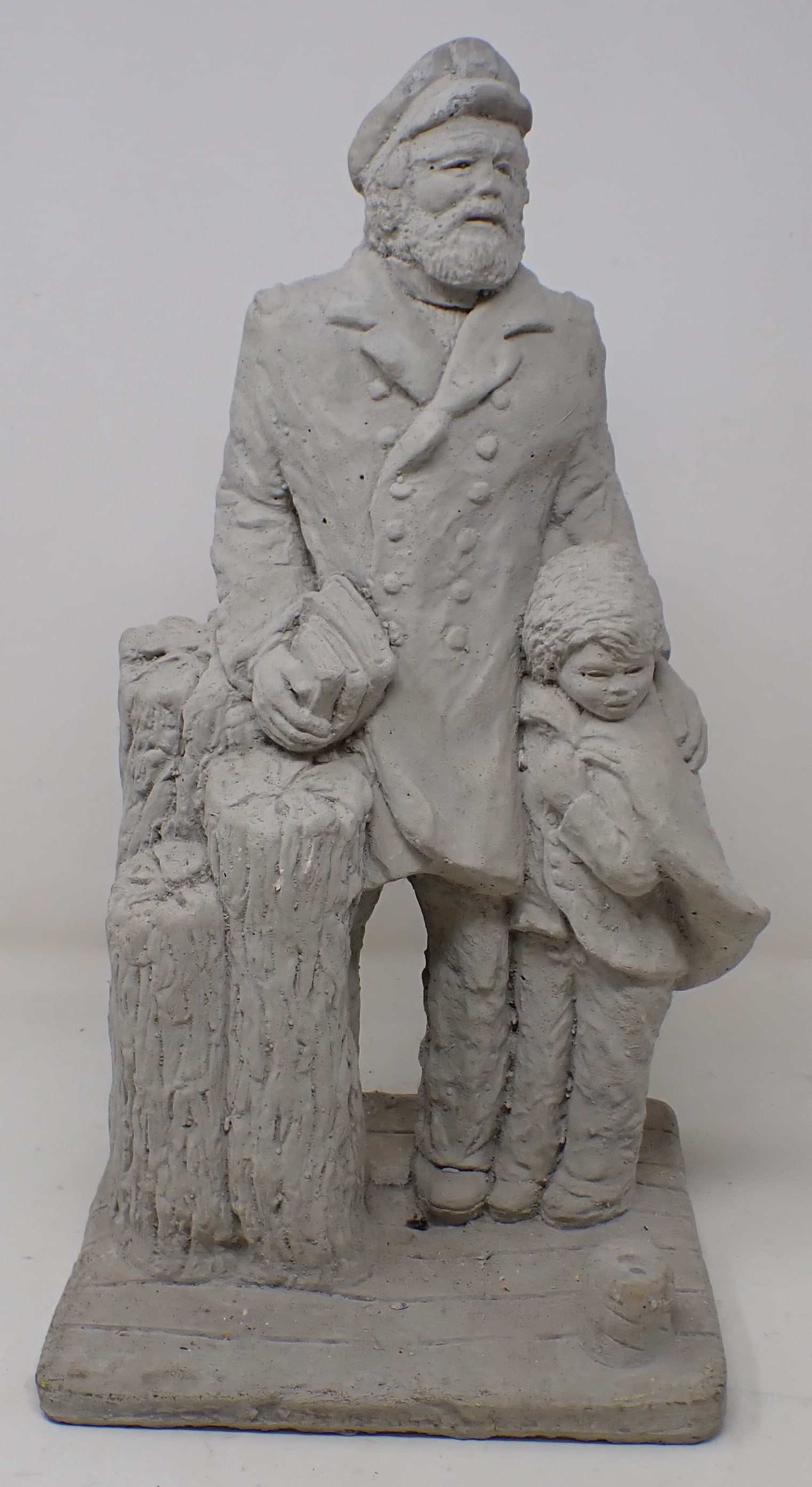 Concrete Man & Little Boy: Approx 7 1/4" x 8 1/4" x 16 1/2" tall. No in house shipping