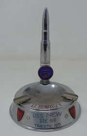 1951 U.S Navy U.S.S NEW Trieste Ashtray & Lighter