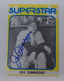 Joe Dimaggio Superstar Autographed Baseball Card