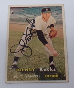 1957 Topps Johnny Kucks Autographed Card
